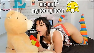Roleplay sexy and naughty student caught on tape playing with her teddy bear so hot