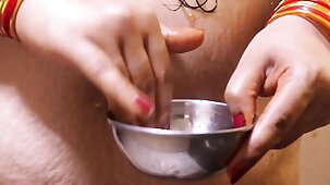 Indian Bhabhi Massaging Herself with Oil