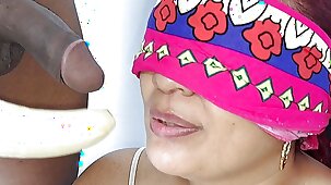 My stepmother plays with my dick
